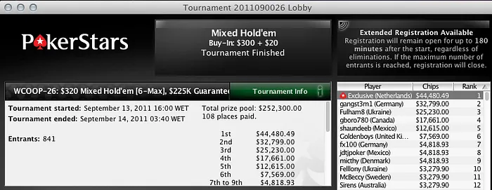 WCOOP 2011 - Machine no Dia 2 do #28 & Noah Boeken Ganha Bracelete 104