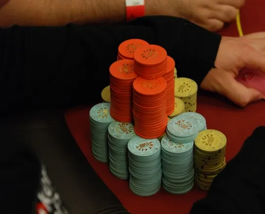 Tom Grigg's chip stack is getting smaller
