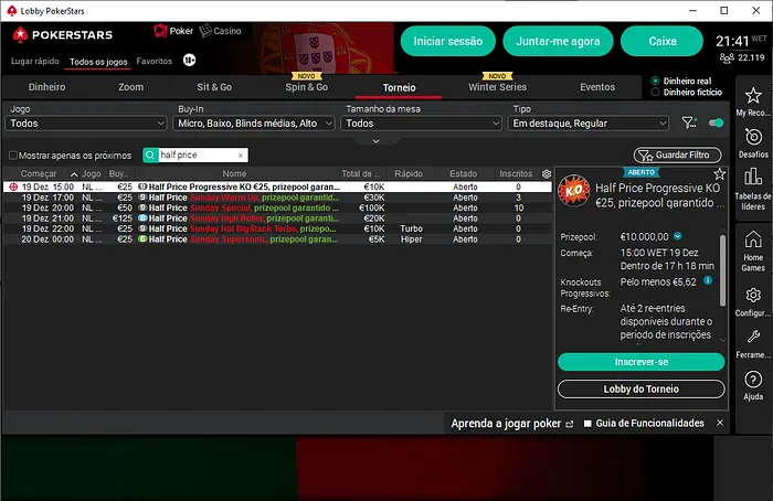 half price sunday pokerstars portugal
