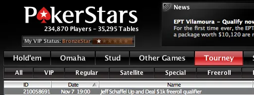 Hoje às 19:00 Jeff Schaffel Up and Deal ,000 Freeroll Qualifier na PokerStars 101