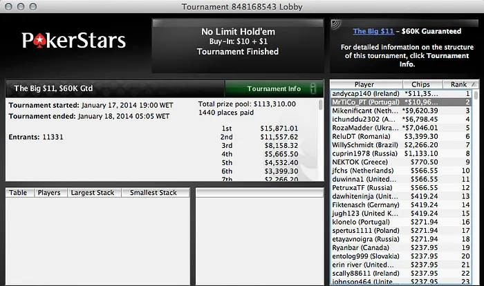 "MrTiCo_PT", "french11" e "JayJay" Faturam na PokerStars 102