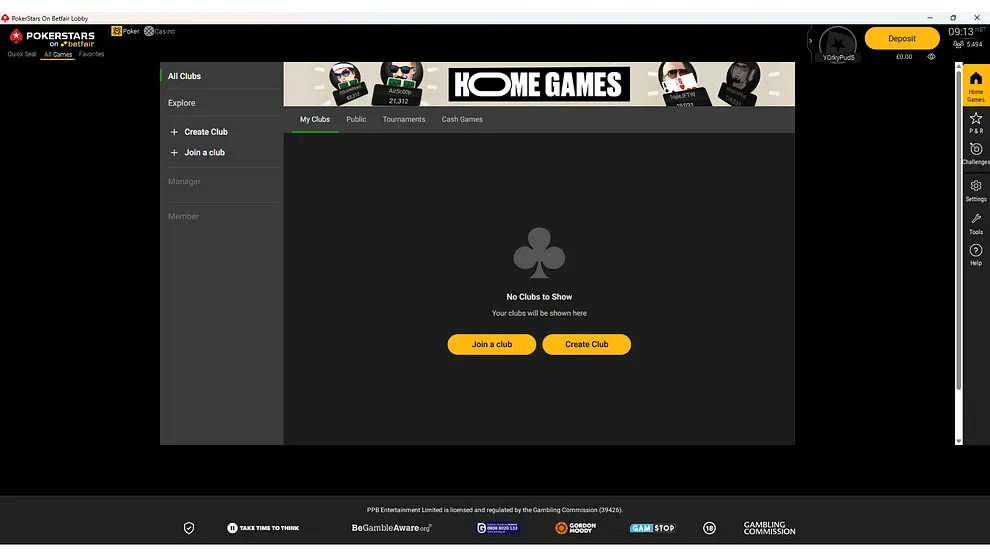 Home Games lobby - PokerStars on Betfair