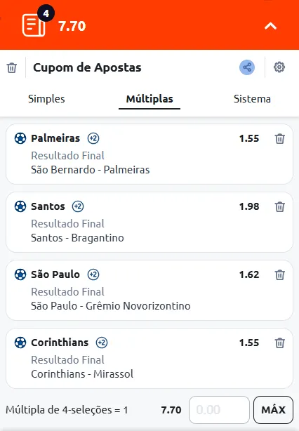 Betano - Aposta Múltipla de Resultado da Partida