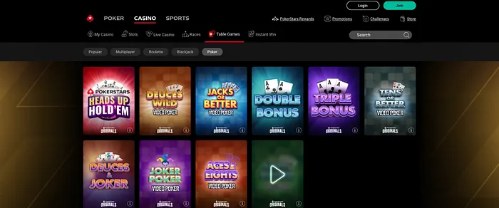 PokerStars Casino Video Poker