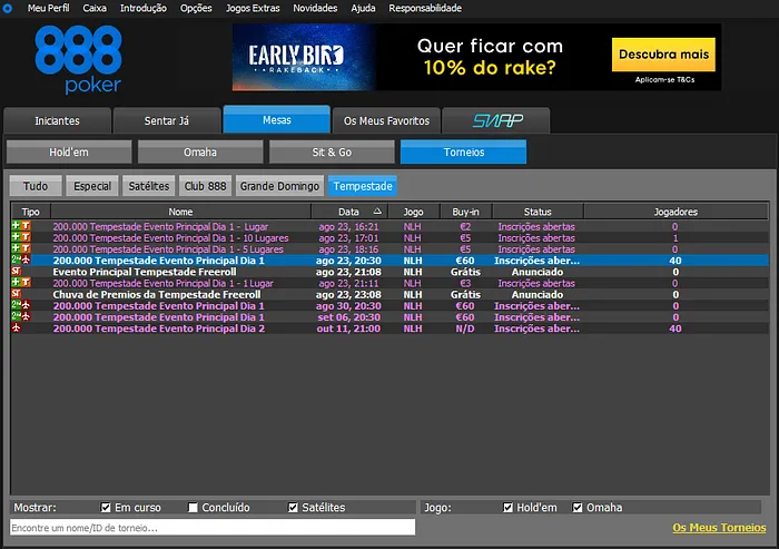 tempestade de milhões 888poker