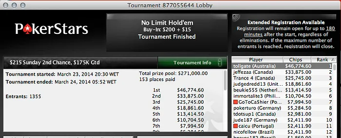 João "Naza114" Vieira 2º no 9 Rebuys (,851) & Mais 104