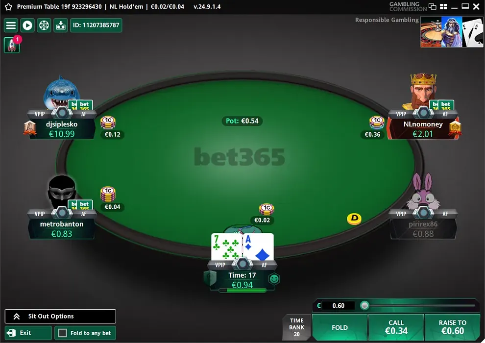 Bet365 Poker screenshot