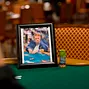 A portrait of Dr. Jerry Buss sits on the table next to an honarary stack of chips for $2500 Seven Card Stud Event at the WSOP.