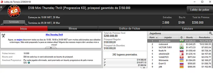 dr.pantaleao Crava o 9 Mini Thursday Thrill e Recebe ,308 & Mais 101