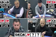 Quatro Jogadores All-in em Flop Doentio no Live at The Bike