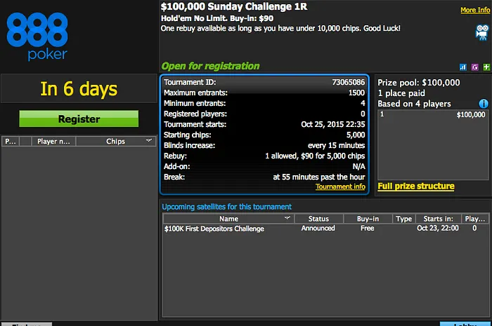 Sunday Challenge 888poker