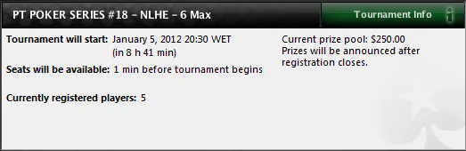 PT Poker Series estreia-se em 2012 com  NLHE 6-Max 101