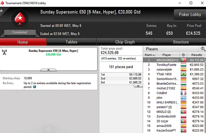 Lobby de poker da PokerStars