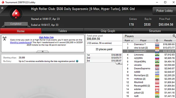 Lobby de poker da PokerStars