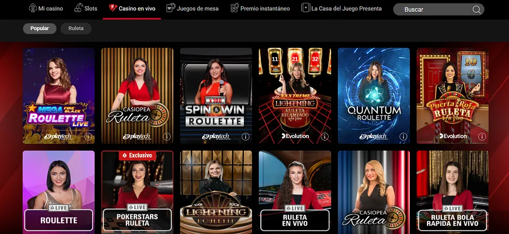 Juegos en Vivo en PokerStars Casino