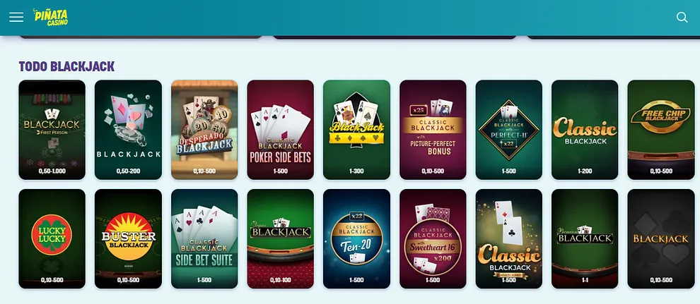 Juegos de Mesa en Piñata Casino España