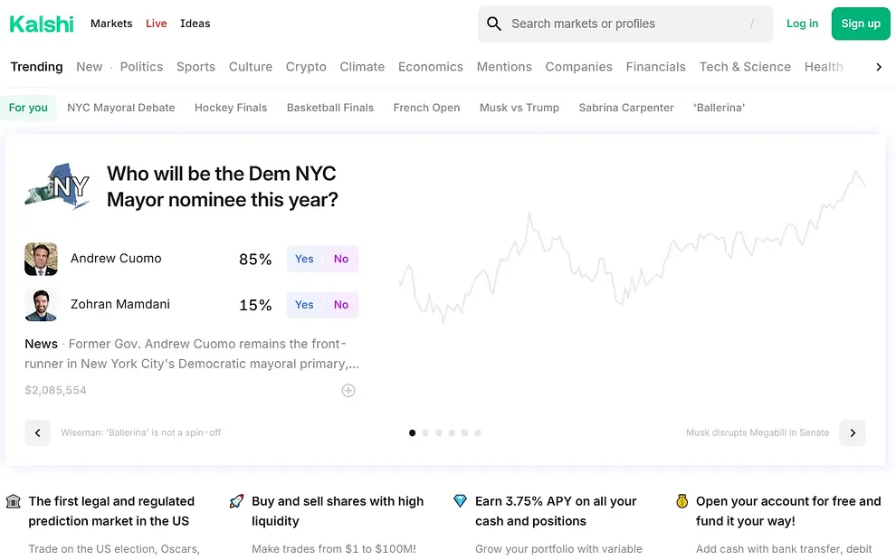 Kalshi screenshot of market