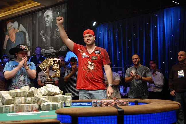 Michael "The Grinder" Mizrachi after winning the Poker Player's Championship in 2010.