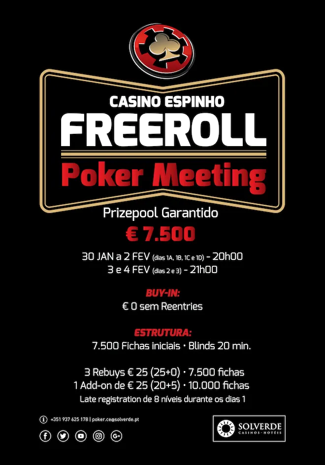 Paulo Espanhol Lidera Dia 1A Freeroll Poker Meeting com €7,500 GTD 101