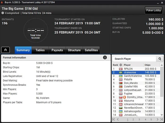 Lobby de poker do partypoker