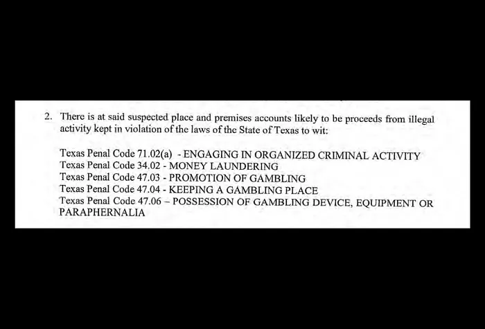 Un extracto de la orden judicial presentada contra The Lodge Card Club