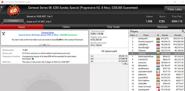 Lobby de poker da PokerStars