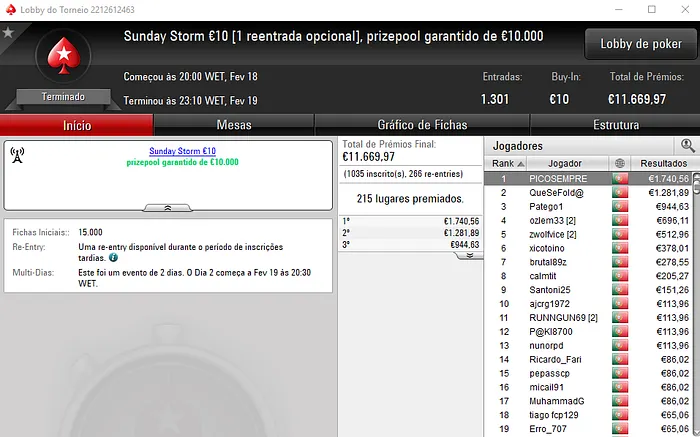 Prey223 Vence o Sunday Special €100 e PICOSEMPRE o Sunday Storm €10 102