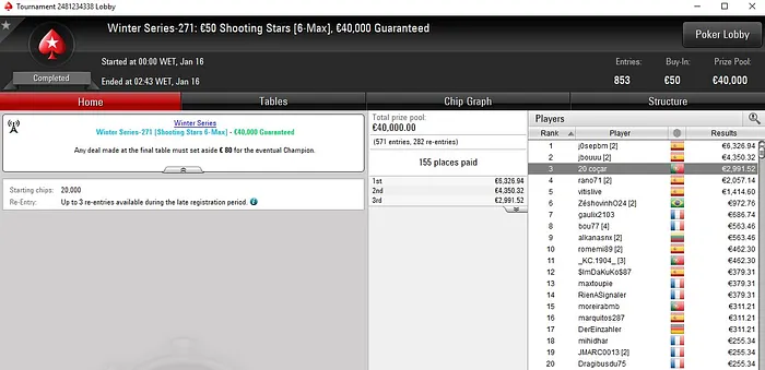 Lobby de poker da PokerStars