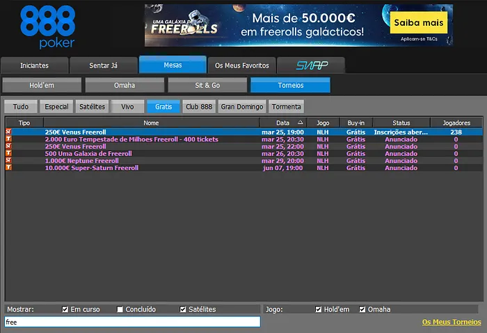 freerolls 888poker