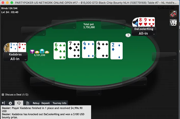 “Kadabras” Wins Event #17: $15,000 GTD Black Chip Bounty