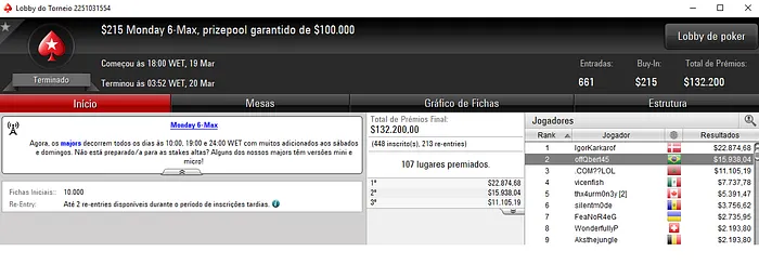 Forras Online: offQbert45, hipowrock e ramonnce Brilham no PokerStars 101