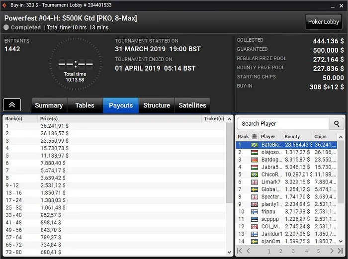 Lobby de poker do partypoker