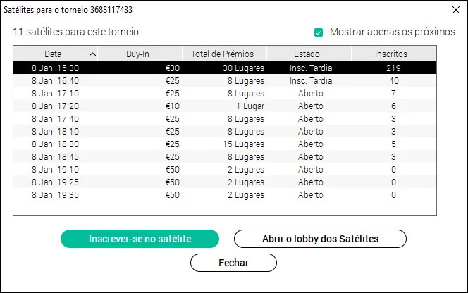 Últimos satélites para o Sunday Million