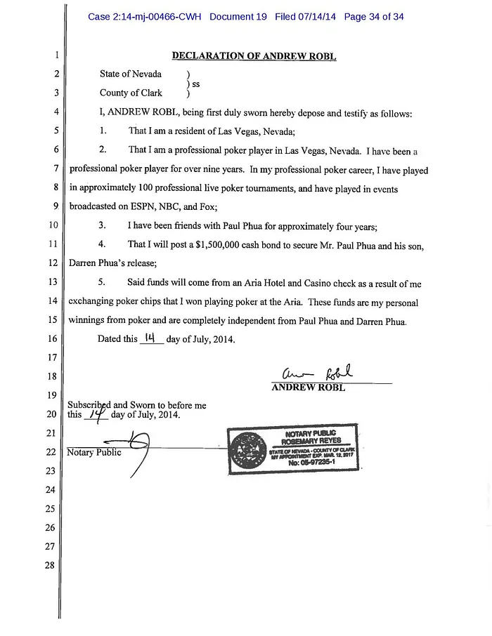 Andrew Robl paye 1,5$ million de caution pour le magnat des high stakes de Macao 101