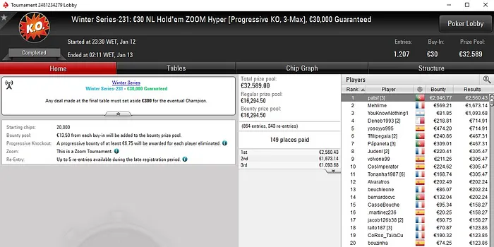 Lobby de poker da PokerStars