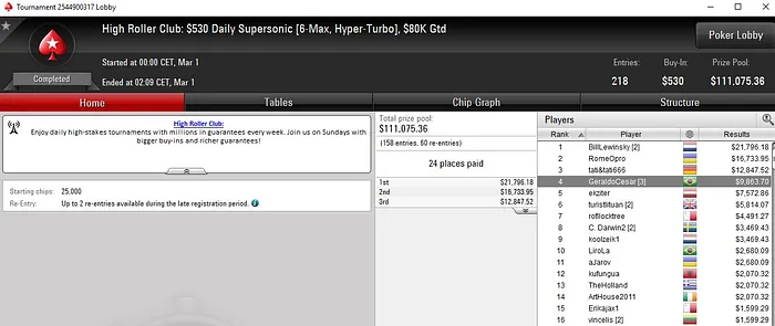 Lobby de poker da PokerStars