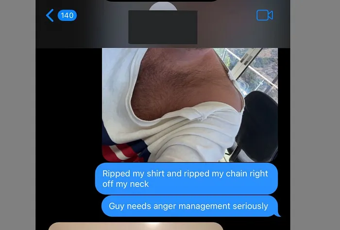 Foto enviada por Wiszowaty após suposta agressão na Glass House