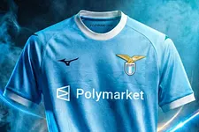 Lazio shirt with new Polymarket sponsor