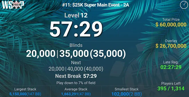 WSOP Paradise Tournament Clock