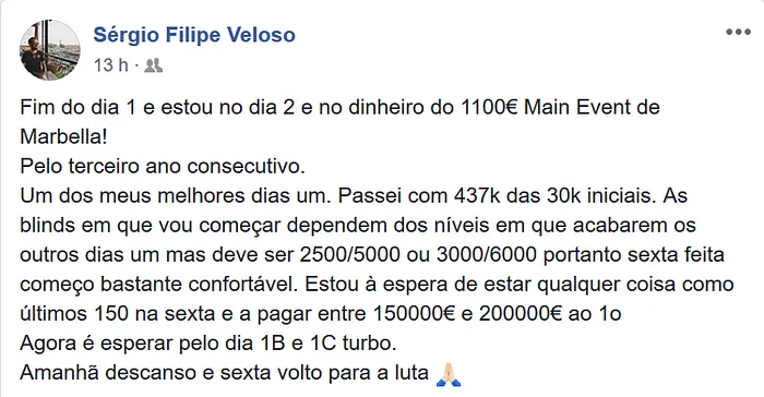 Veloso, Braz e Capucho no Dia 2 do PokerStars Festival Marbella 101