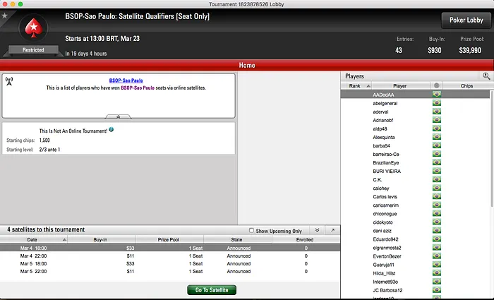 C.K., chiconogue e VC VEM entre os 43 que Já Satelitaram Etapa #2 do BSOP 101
