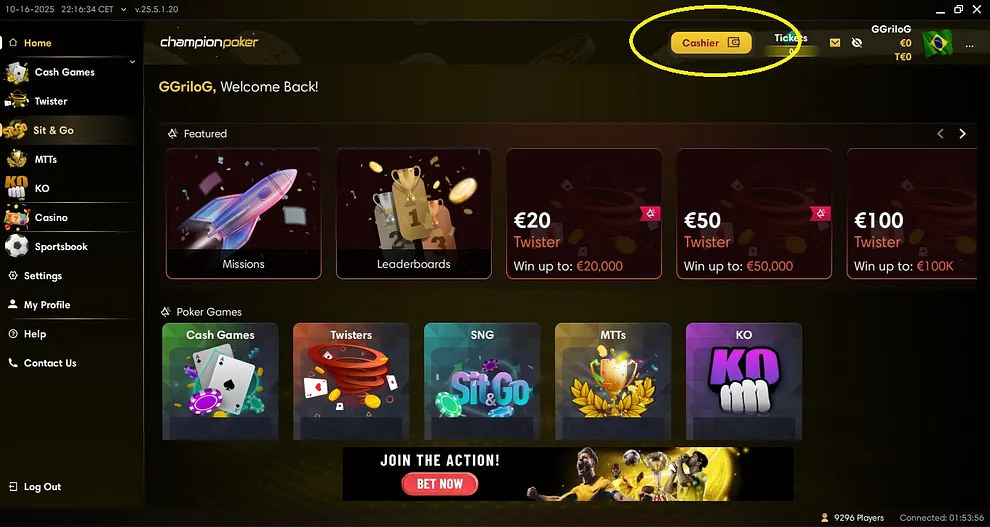 caixa championpoker cashier