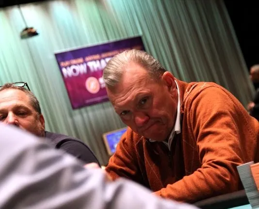 Doug Conover  at the final two tables of the 2014 Borgata Winter Poker Open Seniors Event
