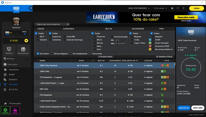 lobby torneios 888 poker