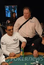 Joe Hachem with Greg Raymer during a preliminary event