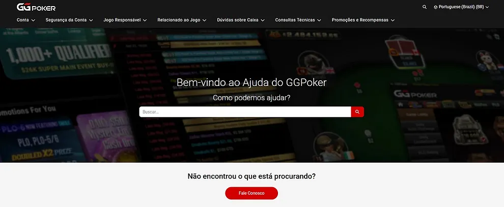 GGpoker ajuda faq suporte