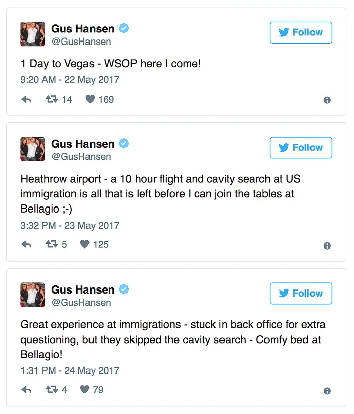 WSOP 2017: Gus Hansen Já Está em Las Vegas 101