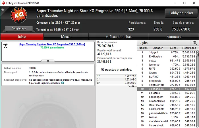 Quatro Mesas Finais e Mais de ,000 para João "Naza114" Vieira & Mais 110