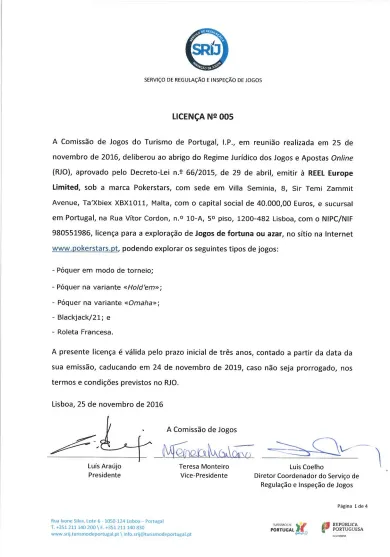 PokerStars Recebe Licença para Operar Portugal 101