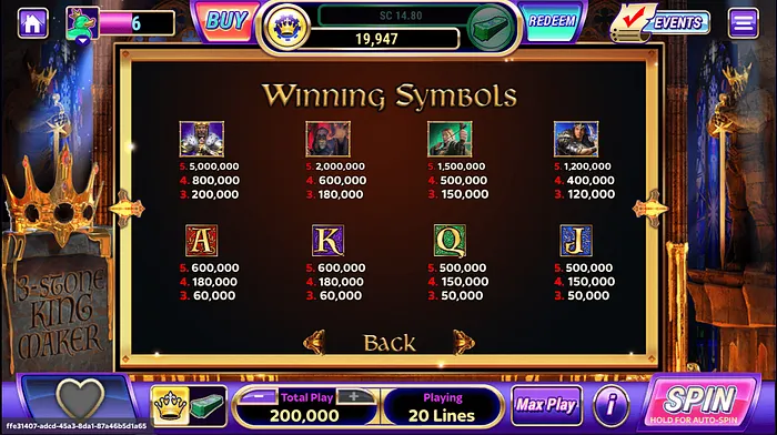 Crown of Fire Winning Symbols